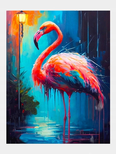 Diamentowa Mozaika Flaming I Lampa Haft Kreatywny 30x40 Cm