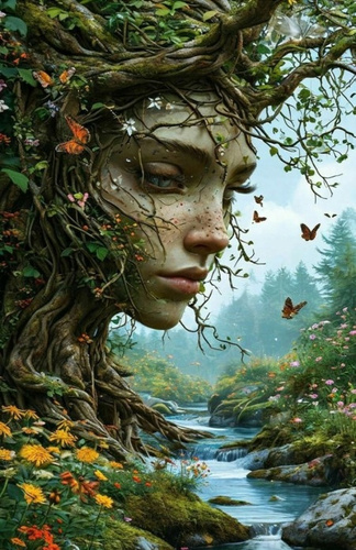 Diamentowa Mozaika Nimfa W Drzewie Nad Rzeką 30x40 Cm Kreatywne Diamenty