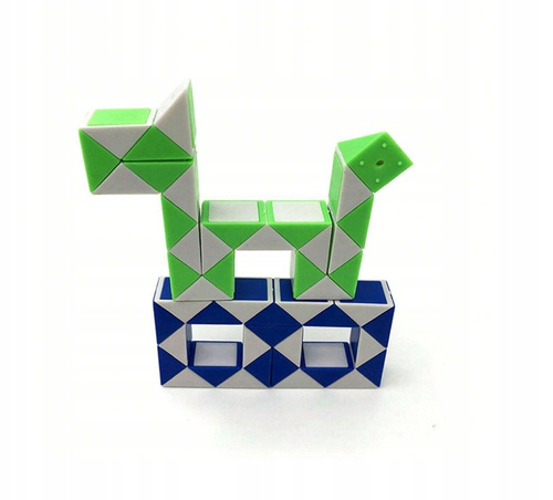 Układanka logiczna kostka kolorowy magiczny wąż łamigłówka linijka 24 el