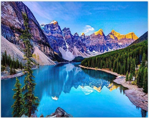 MALOWANIE PO NUMERACH JEZIORO W GÓRACH 50x40 CM Z RAMĄ KREATYWNE