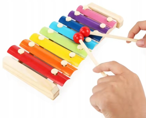Kolorowe Cymbałki Muzyczne Drewniane 8 Ton Ksylfon Nauka Gry Dla Dzieci