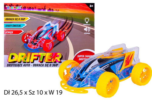 AUTO DRIFTER Z EFEKTAMI ŚWIETLNYMI POLSKIE OPAKOWANIE PAK 48/24
Dł 26,5 x Sz 10 x W 19