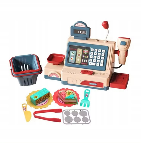 Kasa Sklepowa Z Ciastem I Wagą Akcesoria Koszyk Edukacyjna Dla Dzieci