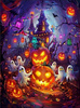 Malowanie Po Numerach Nawiedzony Dwór Straszne Dynie Hallowen 40X50 Z Ramą