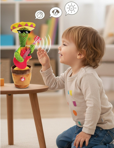 Tańczący Kaktus Z Gitarą Funkcja Powtarzani Śpiewania I Tańczenia