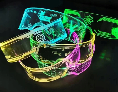 OKULARY LED PODŁUŻNE ŚWIECĄCE NA IMPREZĘ KARNAWAŁ