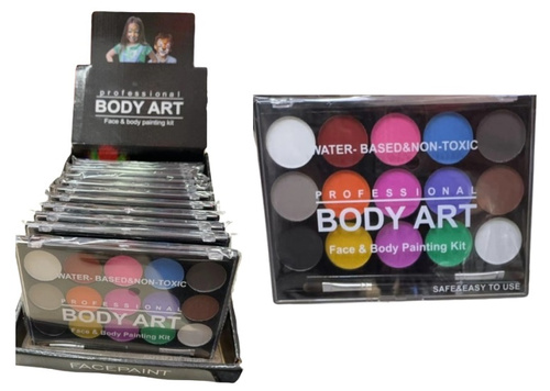 MALOWIDŁA DO TWARZY I CIAŁA BODY ART, pak 144 
zestaw dziecięcy do stylizacji. do malowania twarzy i ciała. 15 kolorów. łatwe w użytkowaniu
