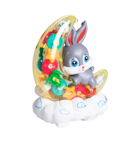 KRÓLIK NA KSIĘŻYCU MALUCHA JEŻDŻĄCY ŚWIATŁO, DŹWIĘK  KARTON  pak-72/36
1 funkcja :jeżdzi odbijając się od przeszkód, ruchome gałki oczne, trybiki.melogie
2 funcja : stojąca , świecąca lampka nocna bez melodii
