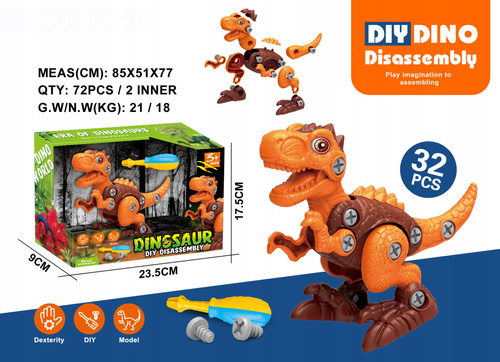 Dinozaur Tyranozaur Rex Do Skręcania 32 Elementy