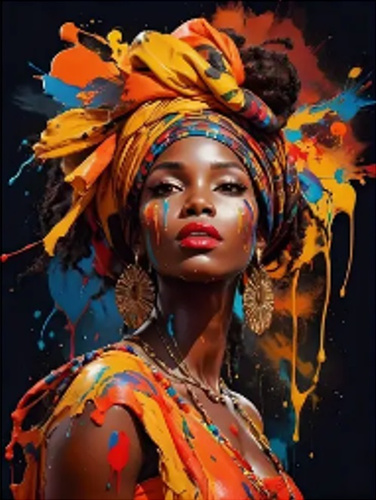 Diamentowa Mozaika Kobieta Z Farbami Afrykanka 30x40 Cm Kreatywne Diamenty
