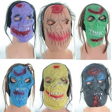 Maska Gumowa Kolorowa Straszna Halloween Z Włosami Przebranie Bal