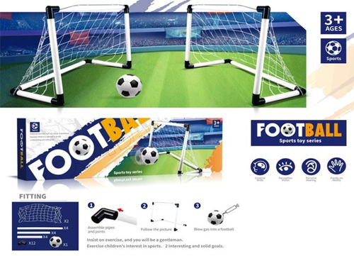 ZESTAW PIŁKARSKI OGRODOWY DLA DZIECI 2 BRAMKI Z PIŁKĄ I POMPKĄ