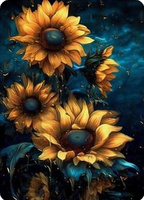 Diamentowa Mozaika Słoneczniki Młode Nocą 30x40 Cm Kreatywne Diamenty