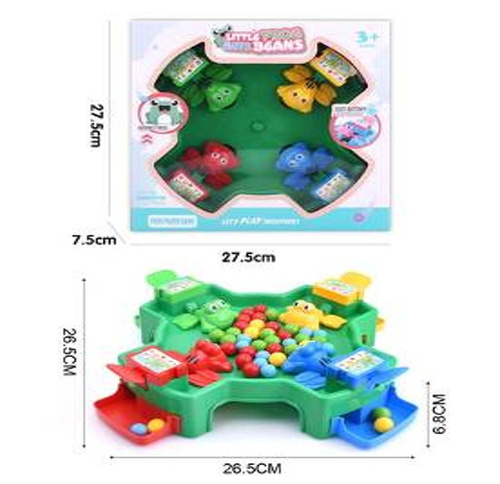 GRA ŻABKI*4 ŁAPACZ PIŁEK KARTON PAK 78
gra dla czterech osób, Żabki łapią piłeczki, które wpadają do szufladki. Wygrywa ta osoba która ma więcej piłek.
Zabawka manualna, Żabki skaczą, przez naciśnięcie blokady.