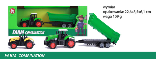 TRAKTOR METAL Z WYWROTKĄ- PRZYCZEPA ZIELONY KARTON   PAK 120/240 
22.00*6.00*8.50