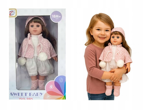 Lalka Słodka Maja Z Kamizelką Różowa Z Pomponami Oraz Czapką