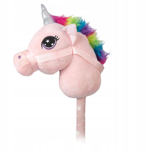 PLUSZOWA GŁOWA KONIA JEDNOROŻCA NA KIJU PATYKU Z DŹWIĘKIEM
