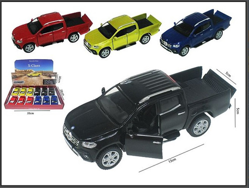 Mercedes Benz X-Class 1:42
pakowanie 12/72/144
Auto metalowe 13cm z napędem i z otwieranymi drzwiami .
(display 39x28x4cm)