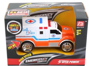 AUTO AMBULANS MEDI OARE ŚWIAT./DŹWIĘK KARTON 24/48
BATERIE
Wymiary 17x7x8 cm
Wymiary z op 20,5x11x14 cm
Waga 0,211 kg