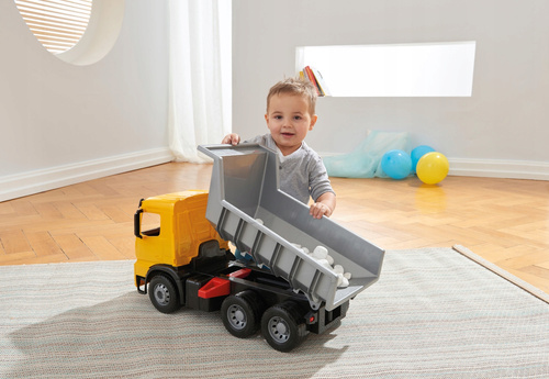 Duże Auto Wywrotka Żółta Mercedes Actros 3 osie Maxi Lena 63 cm Wytrzymała