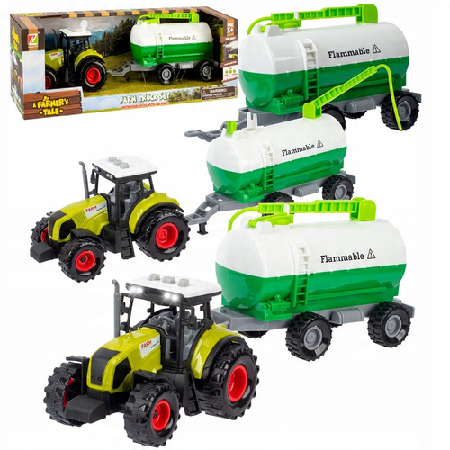 Ciągnik Traktor Z Przyczepą Zestaw Rolniczy Cysterna Ze Światłem Dźwiękiem