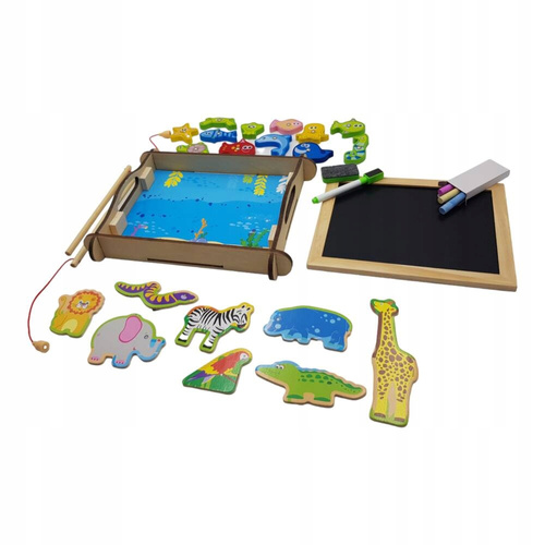 Tablica Kredowa + Gra Rybki 28 X 24 Cm W Skrzynce