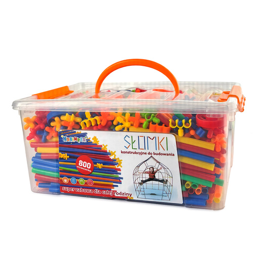 Klocki Słomki Konstrukcyjne Patyczki 800 el. w Kuferku Norimpex