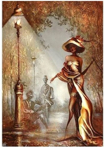 Diamentowa Mozaika Kobieta W Kapeluszu 30x40 Cm