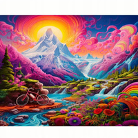 Malowanie Po Numerach Krajobraz Z Rowerem 50X40 Cm Z Ramą Kreatywne