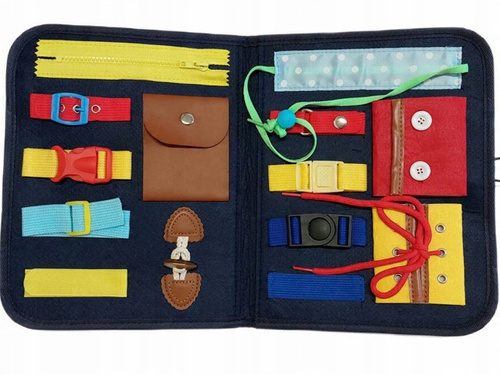 Tablica Manipulacyjna Granatowa Teczka Granatowa Filcowa Nauka Zapinania