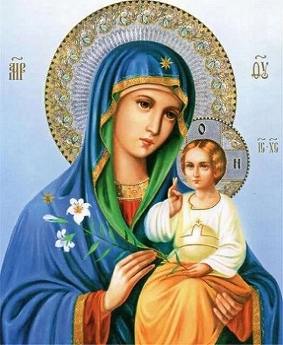 Diamentowa Mozaika Matka Boska Z Dzieciątkiem 30x40Cm Kreatywne Diamenty