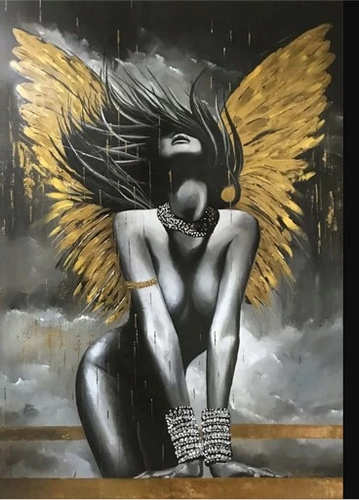 Diamentowa Mozaika Anioł Czarno Złoty 30x40 Cm Kreatywne Diamenty