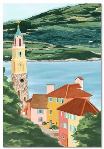 Malowanie Po Numerach Domy W Górach 50x40 Z Ramą Kreatywne