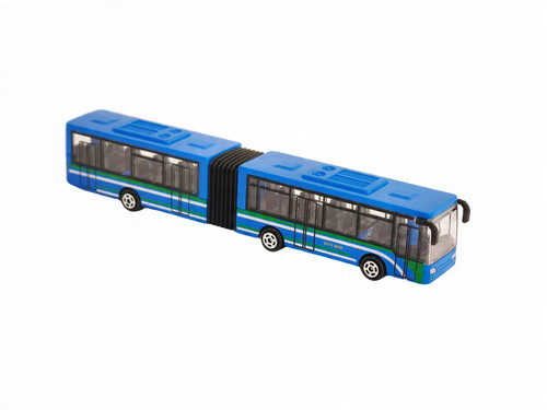 Autobus Miejski Duży Niebieski Metalowy Przegubowy 23 Cm Zabawka Dla Dzieci