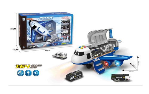 SAMOLOT TRANSPORTER POLICYJNY+3 AUTA METALOWE