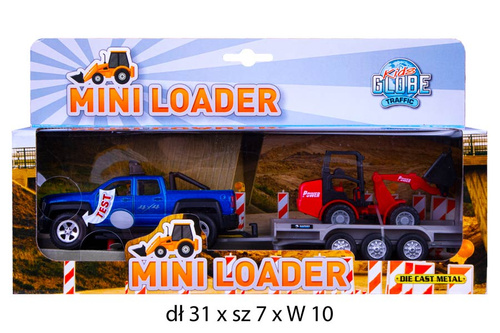 Auto metalowe samochód z przyczepą koparką 30cm