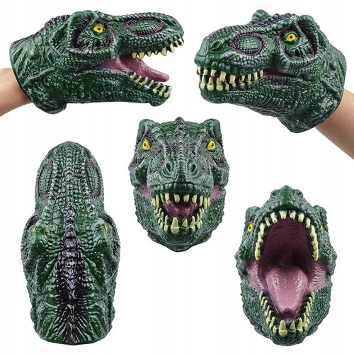 Gumowa Pacynka Dinozaur Na Rękę Pacynki Dinozaur Rękawica Raptor Zielony