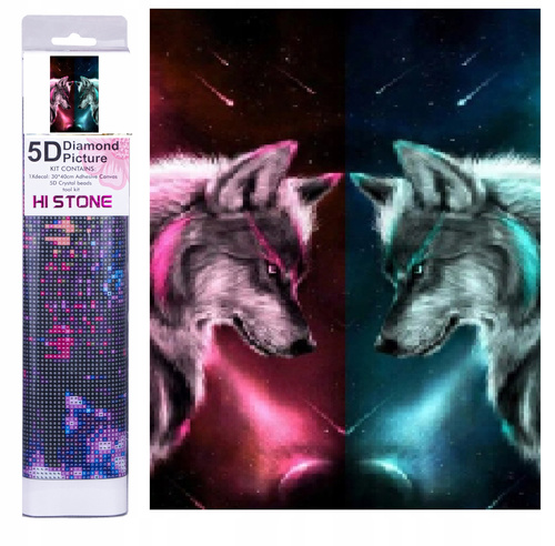 Diamentowa Mozaika 30x40cm Haft Diamentowy Dwa Wilki