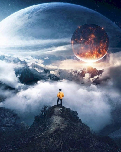 Malowanie Po Numerach Góry W Chmurach 50X40 Cm Na Ramie