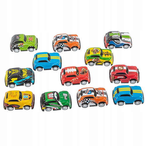 ZESTAW AUTEK SAMOCHODÓW AUT 12 SZTUK KOLOROWE Z NAPĘDEM