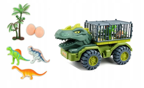 Auto Terenowe Z Głową Dinozaura Oraz Akcesoriami I Figurkami Dinozaurów