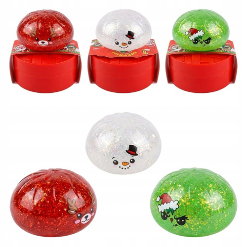 Gniotek Świąteczny Żelowy z Brokatem Sensoryczny Antystresowy Squishy MIX