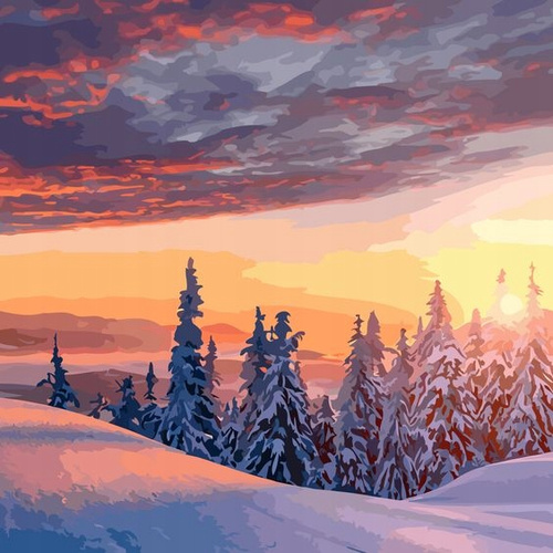 Diamentowa Mozaika Zima Widok Z Górskiego Szlaku Haft Kreatywny 30x40 Cm