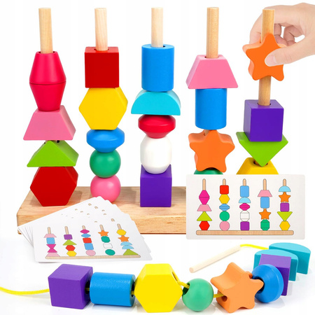 Układanka Sorter Drewniana Montessori Klocki Edukacyjna Zabawka Sensoryczna