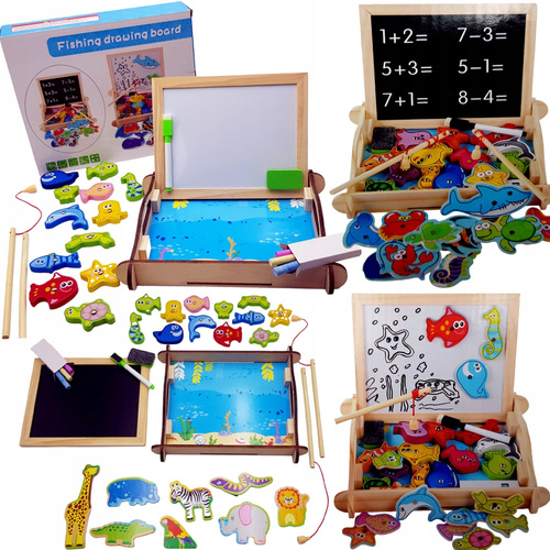 Tablica Kredowa + Gra Rybki 28 X 24 Cm W Skrzynce