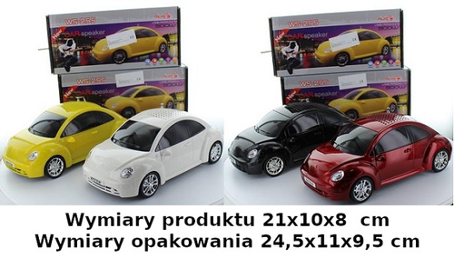 RADIO -AUTO NEW BEETLE 21 X 10 X 8 /40
Solidnie wykonane auto zasilane akumulatorkiem ( w zestawie). ładowanie przez kabel USB. Dostępne w 4 kolorach.
Wymiary opakowania : 24cm x 11cm x 9,5cm
Wymiary auta : 21,5cm x 9,5cm x 8,5cm