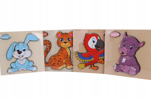 Drewniana Układanka 6 Puzzli Na Obrazie Zabawka Drewniana