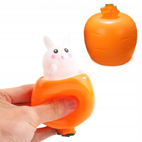 Gniotek Zajączek Wyskakujący Z Marchewki Zabawka Antystresowa