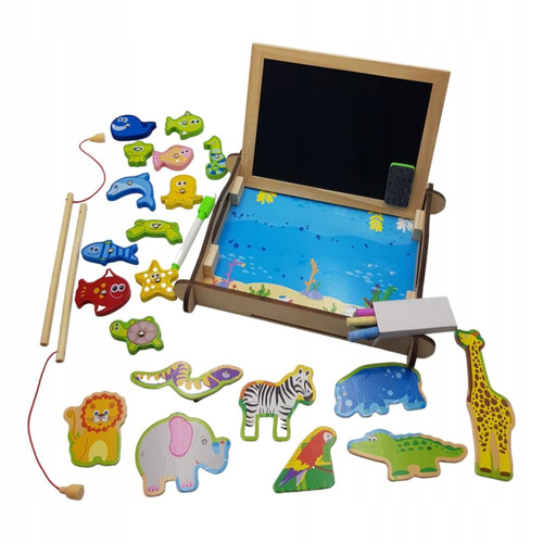 Tablica Kredowa + Gra Rybki 28 X 24 Cm W Skrzynce