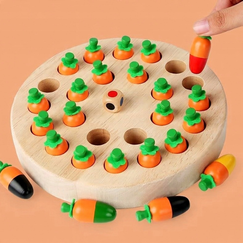 Drewniana Układanka Gra Pamięciowa Dla Dzieci Rozwijająca Marchewki